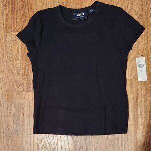 NWT Anthro Black Ribbed Baby Tee, S